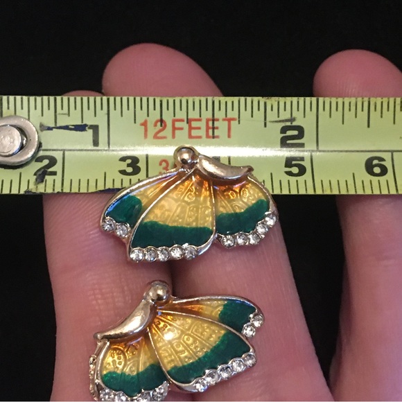 Green and Yellow Butterfly Earrings - Picture 4 of 5